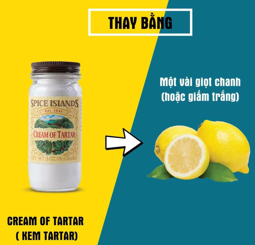 Có thể thay Cream of tartar bằng vài giọt chanh (hoặc giấm trắng)- Agar Việt Nam Vũ Minh