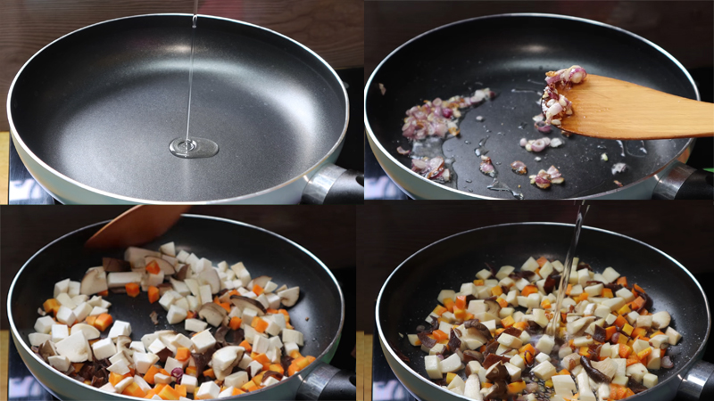 Xào nấm và cà rốt