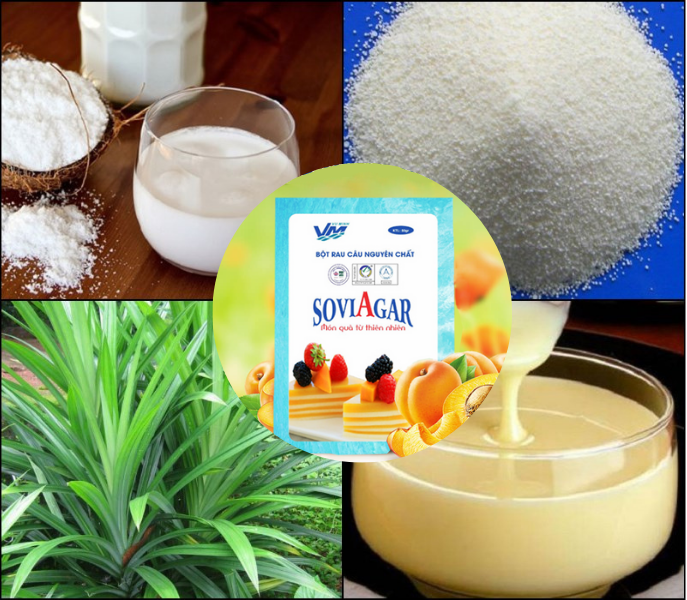 Nguyên liệu làm món thạch rau câu sơn thủy- Agar Việt Nam Vũ Minh