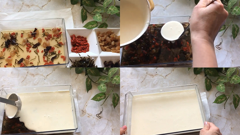 Đổ khuôn thạch rau câu sâm- Agar Việt Nam Vũ Minh