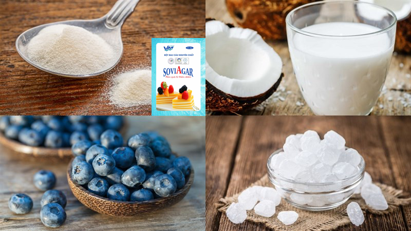Nguyên liệu làm món chè thạch rau câu nước cốt dừa- Agar Việt Nam Vũ Minh