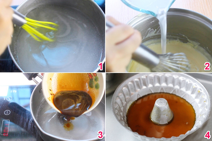 Tiến hành nấu rau câu và đổ khuôn