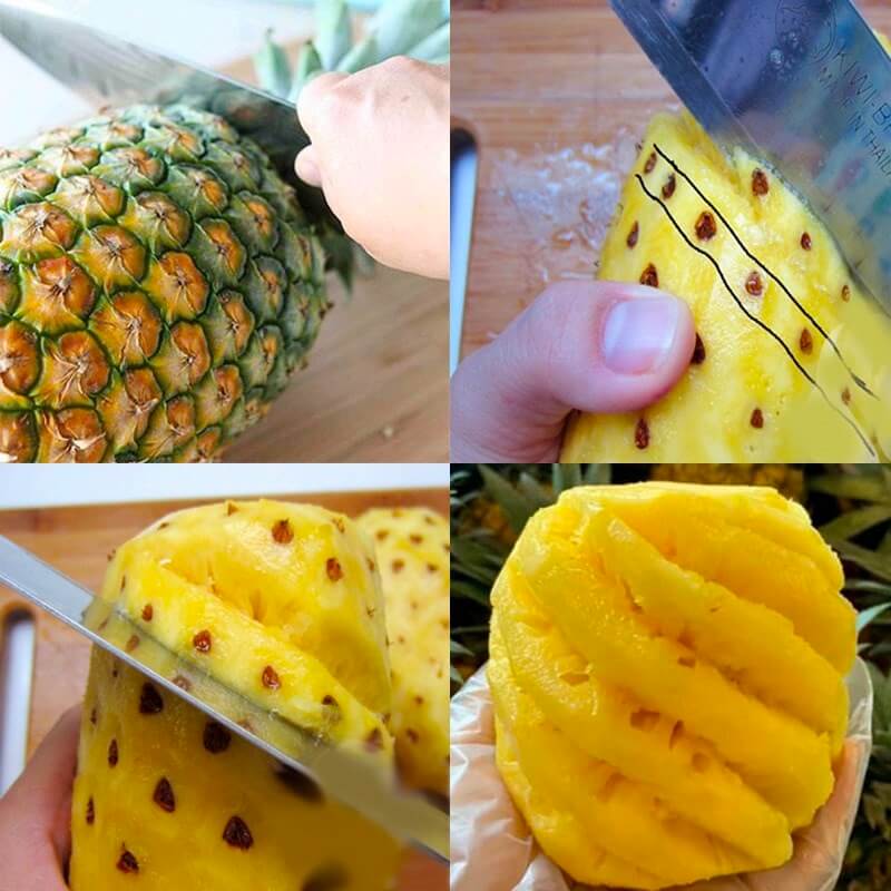 Gọt vỏ dứa và loại bỏ mắt dứa