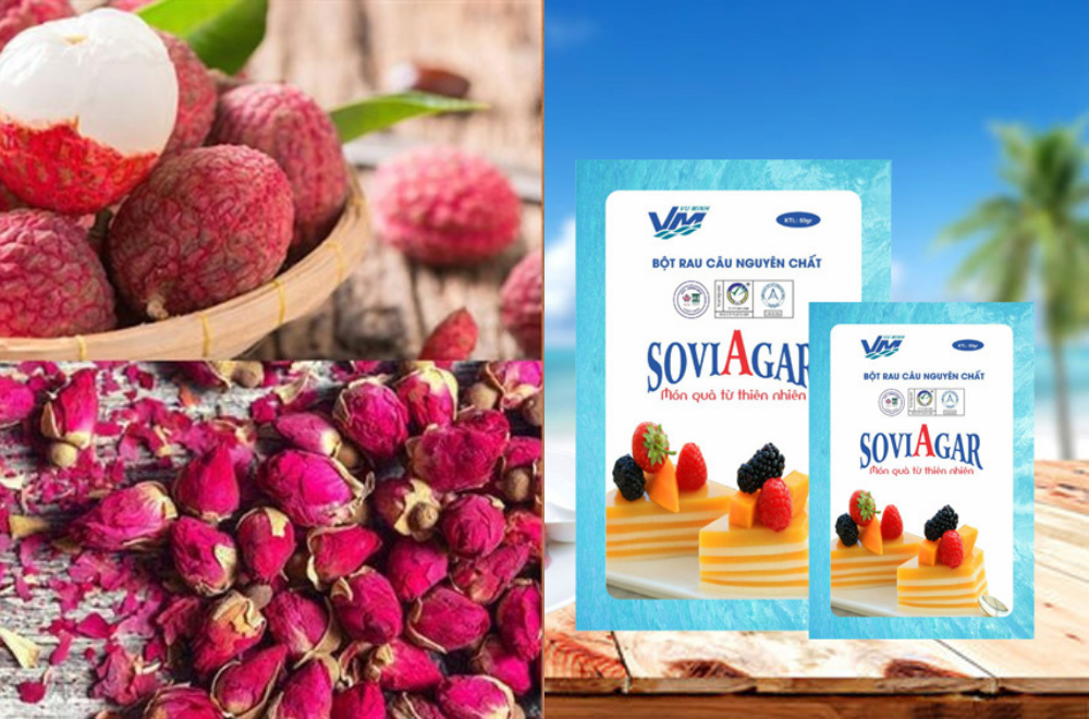Nguyên liệu làm thạch rau câu hoa hồng vải tặng vợ nhân ngày 8/3