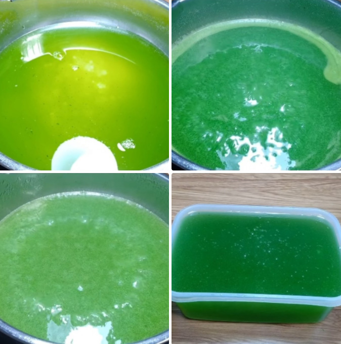 Nấu thạch rau câu lá dứa