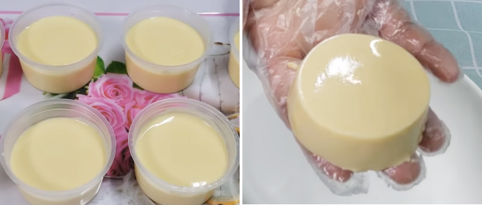 Đổ bánh flan ra khuôn và để nguội