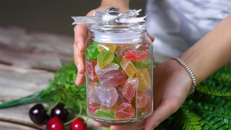 Thành phẩm món kẹo rau câu đá quý làm từ bột rau câu Vũ Minh SoviAgar- Món quà ý nghĩa ngày 8/3