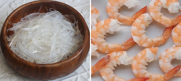 Sơ chế rau câu sợi Vũ Minh Soviagar và tôm 