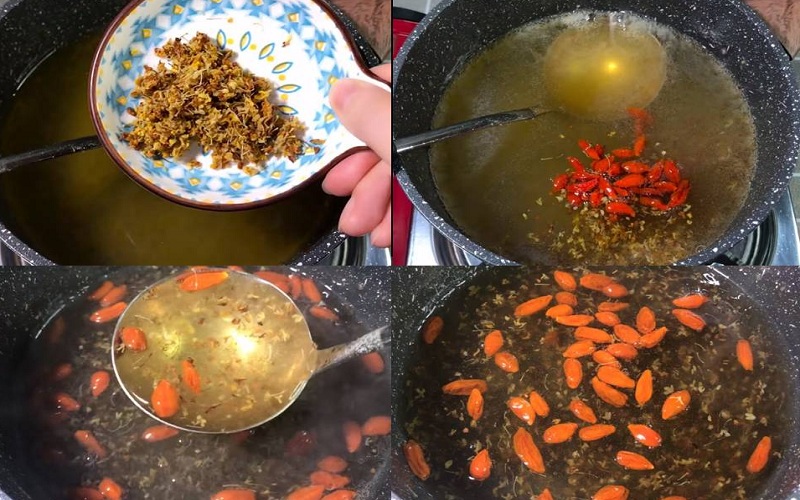 Các bước làm thạch quế hoa kỷ tử từ bột rau câu Vũ Minh SoviAgar