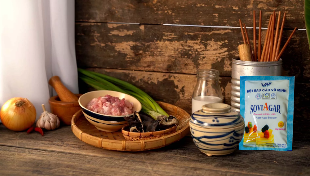 Nguyên liệu làm món bánh cuốn keto từ bột rau câu Vũ Minh SoviAgar