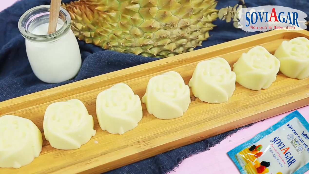 Thành phẩm thạch rau câu sầu riêng cực hấp dẫn lại dễ làm