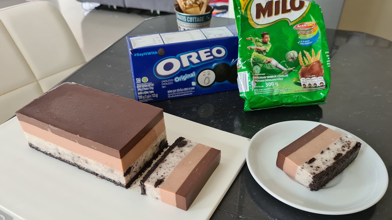 Thành phẩm món pudding milo oreo thơm ngon, hấp dẫn làm từ bột rau câu Vũ Minh SoviAgar
