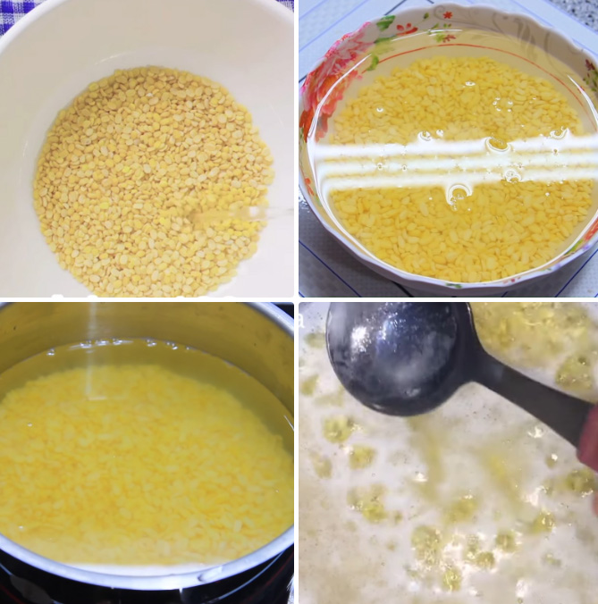 Vo sạch và nấu mềm đậu xanh