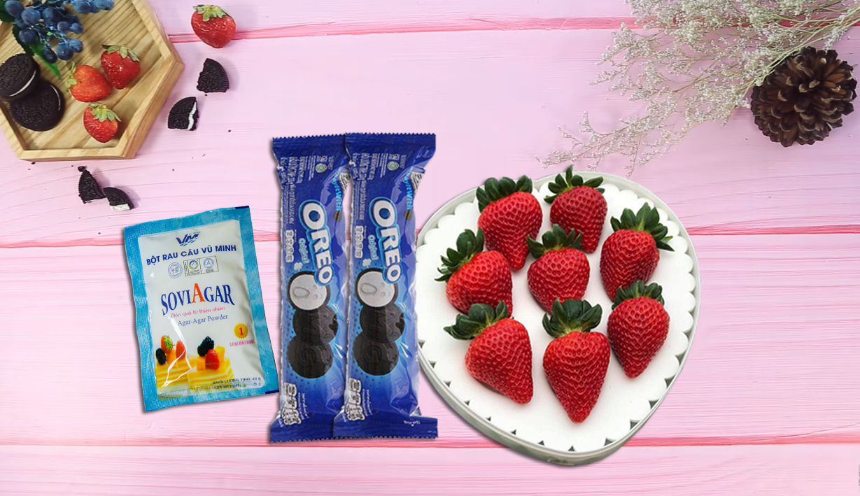 Nguyên liệu làm thạch kem dâu oreo