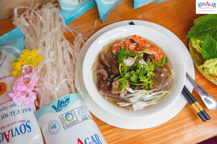 Món canh rau câu sợi Vũ Minh SoviAgar thơm ngon, hấp dẫn