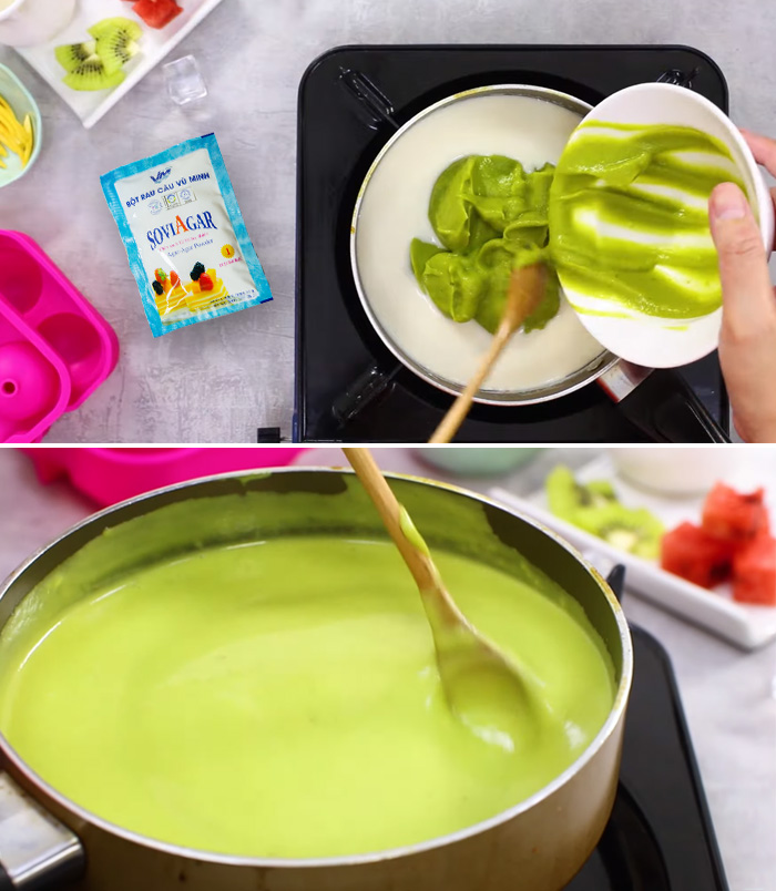 Nấu hỗn hợp chè bơ