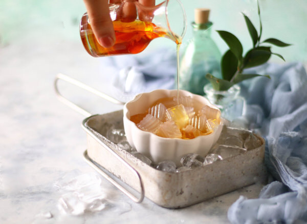 Thành phẩm món xu xoa thơm ngon, hấp dẫn làm từ bột rau câu Vũ Minh SoviAgar