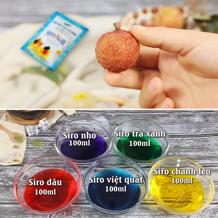 Nguyên liệu thực hiện thạch vải ngũ sắc