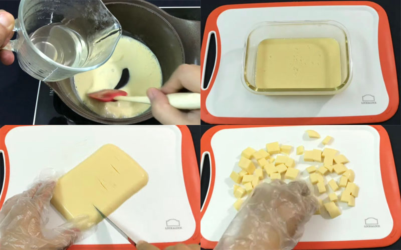 Cắt rau câu flan
