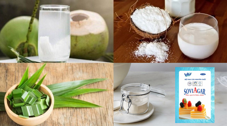 Nguyên liệu làm rau câu lá dứa cốt dừa từ bột rau câu Vũ Minh Soviagar