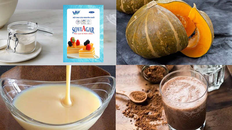 Nguyên liệu làm thạch bí đỏ milo từ bột rau câu Vũ Minh Soviagar