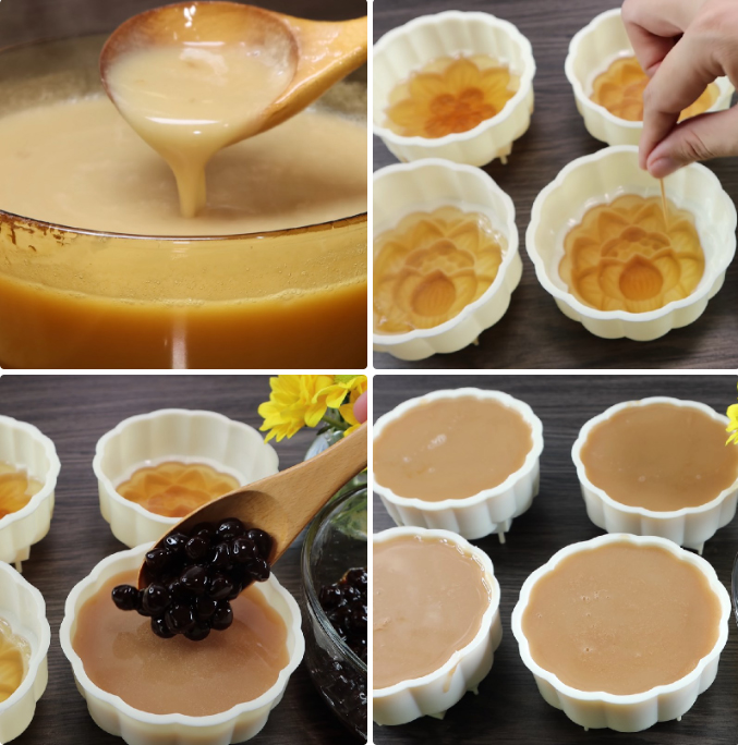 Làm rau câu trà sữa