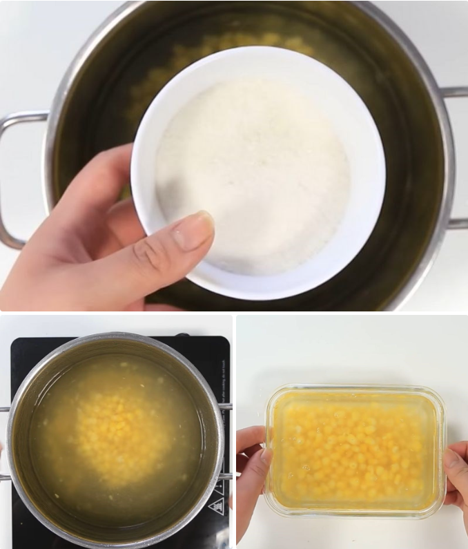 Nấu rau câu bắp