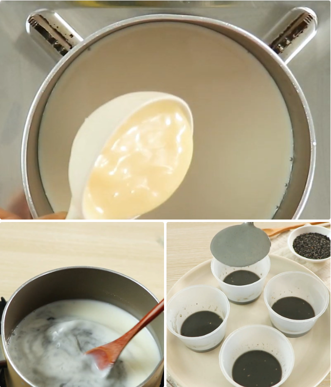 Làm lớp flan mè đen