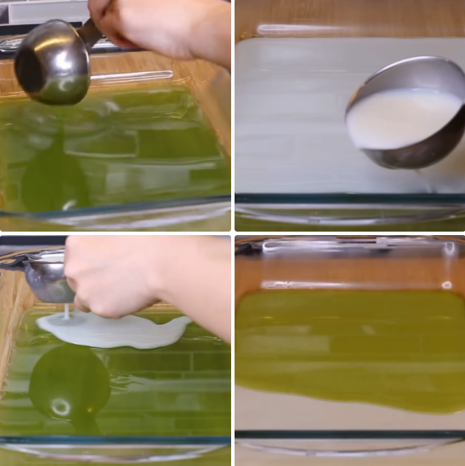 Đổ khuôn rau câu lá dứa sữa dừa