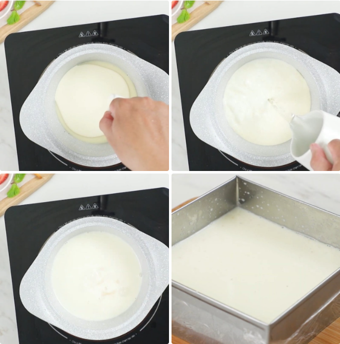 Nấu hỗn hợp panna cotta