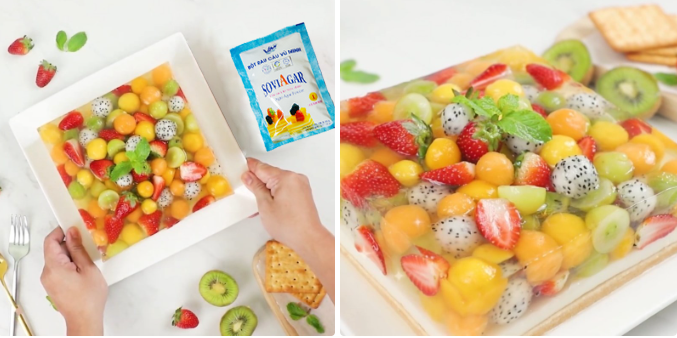 Thành phẩm panna cotta thạch trái cây hấp dẫn từ bột rau câu Vũ Minh Soviagar