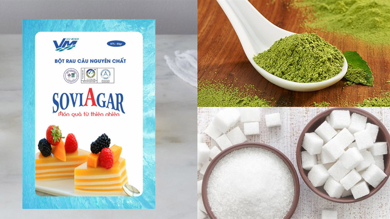 Nguyên liệu làm Thạch matcha viên bi Nhật Bản