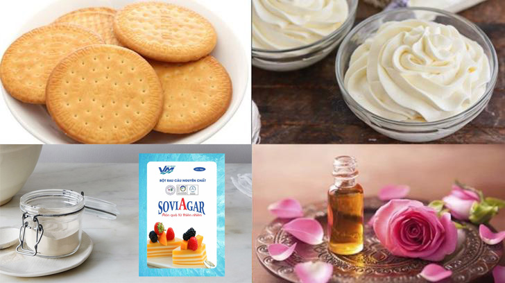 Nguyên liệu làm bánh cheesecake hoa hồng