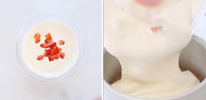 Làm hỗn hợp mousse dâu tây