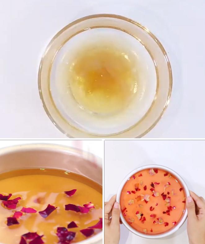 Làm hỗn hợp thạch hoa hồng