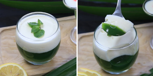 Thành phẩm thạch lá dứa mát lạnh, mềm mịn