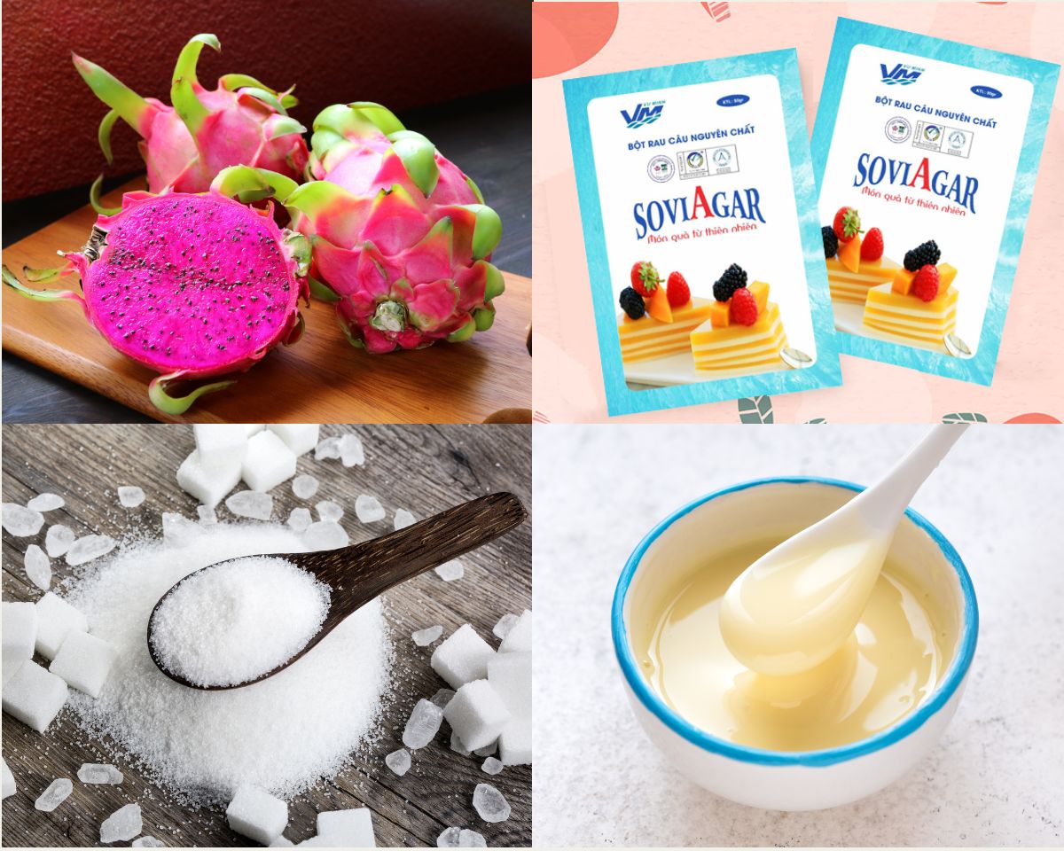 Nguyên liệu làm thạch rau cau thanh long