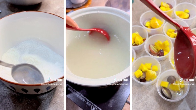 Nấu thạch rau câu trong