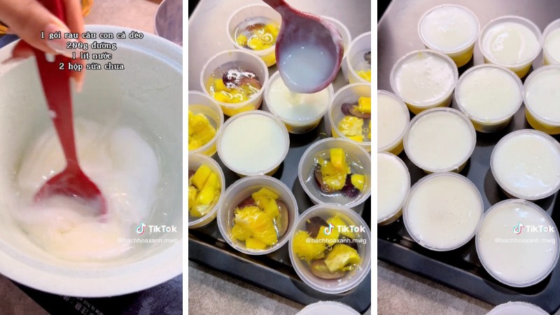 Nấu thạch rau câu sữa chua