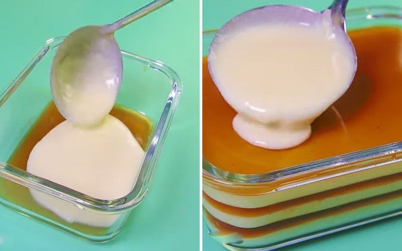 Đổ khuôn rau câu flan cheese