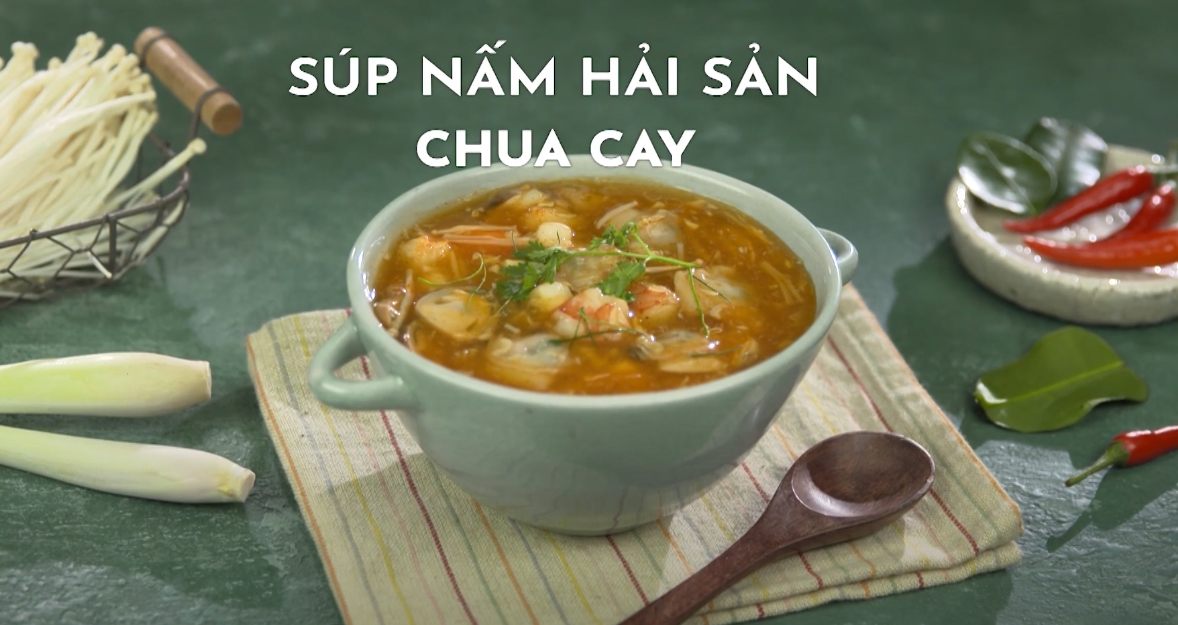 Súp Rau Câu Sợi Nấm Hải Sản Chua Cay