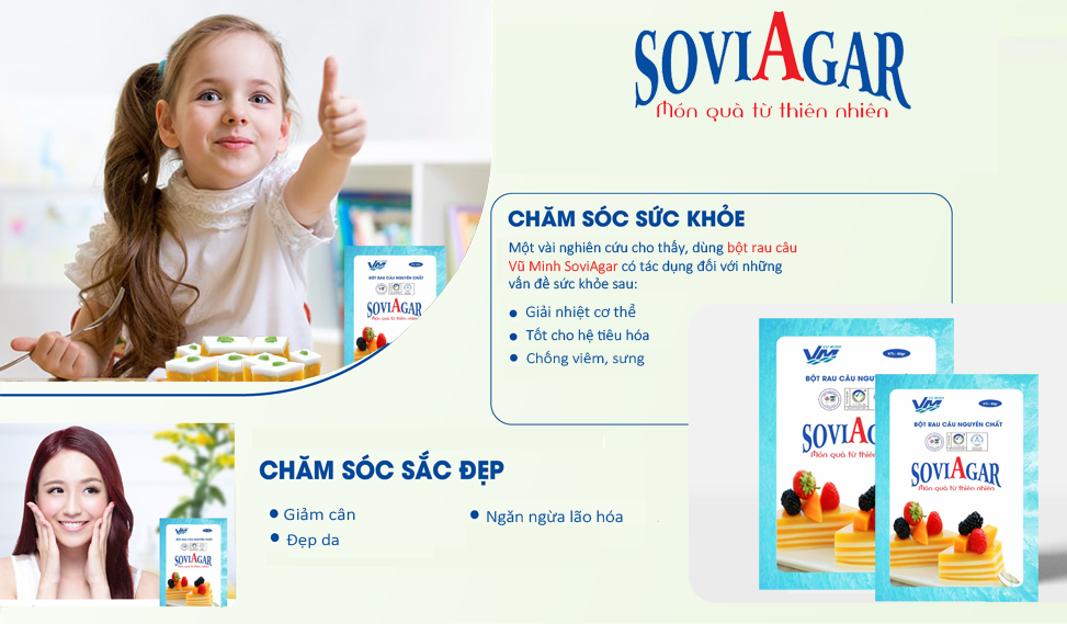 Bột rau câu Vũ Minh SoviAgar- Sản phẩm an toàn, tốt cho mọi lứa tuổi