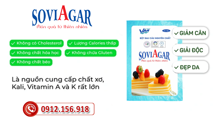 Bột rau câu Vũ Minh SoviAgar mang đến nhiều lợi ích cho sức khỏe