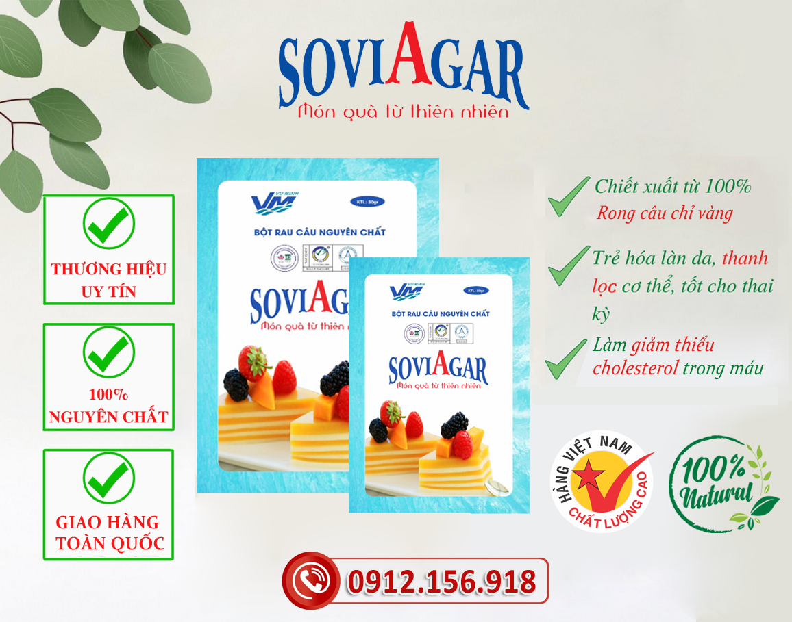 Sản phẩm bột rau câu giòn uy tín, chất lượng hàng đầu hiện nay- Agar Việt Nam Vũ Minh