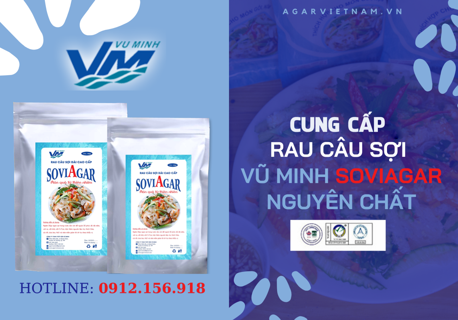 Đơn vị chuyên phân phối, sản xuất rau câu sợi Vũ Minh SoviAgar nguyên chất, đặc sản Hải Phòng