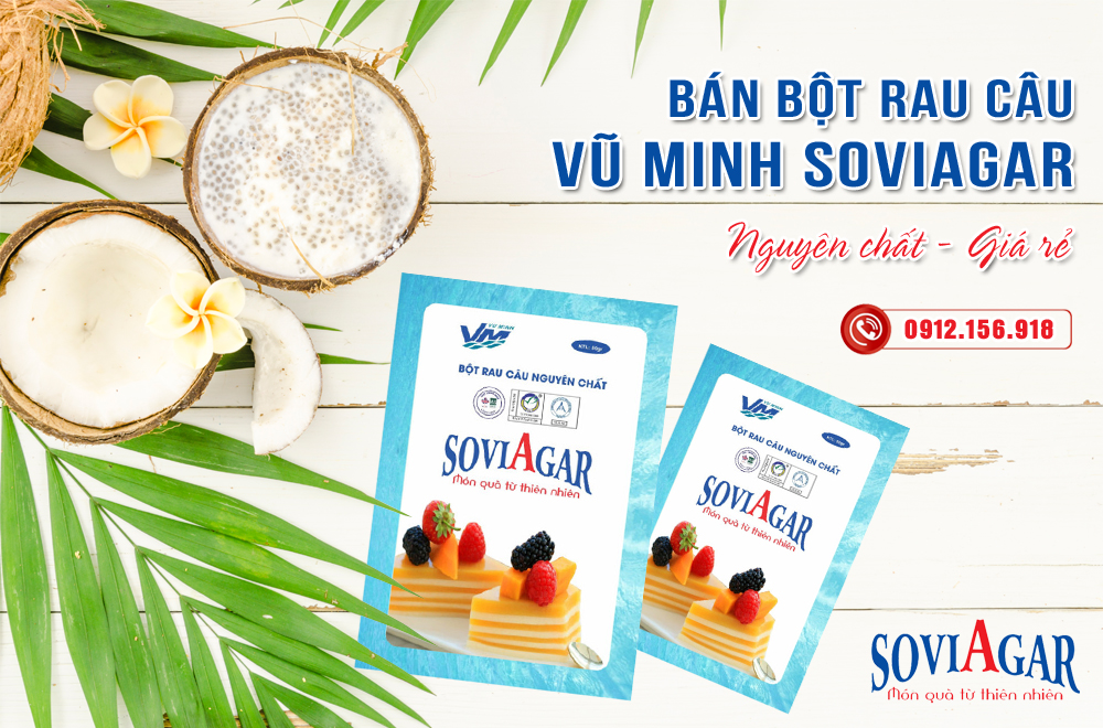 Bột rau câu Vũ Minh Soviagar được chiết xuất 100% rong câu chỉ vàng