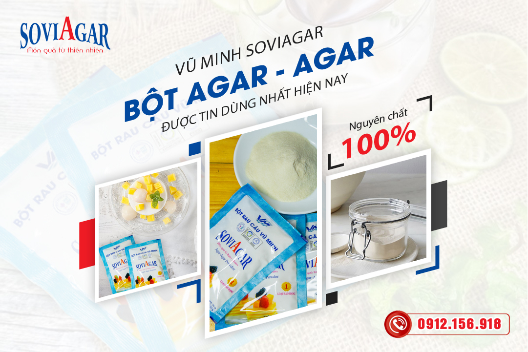 Bán bột agar - agar, bột làm thạch nguyên chất Vũ Minh Soviagar nguyên chất, giá tốt tại Hải Phòng