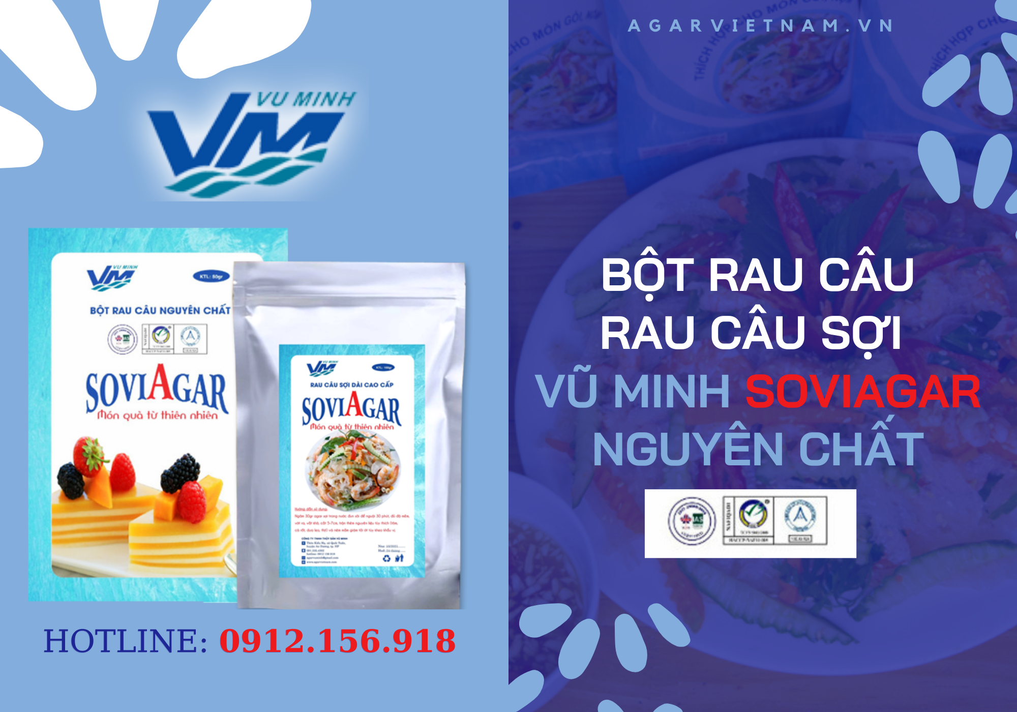 Bột thạch rau câu Vũ Minh SoviAgar – Đặc sản Hải Phòng được đông đảo người tiêu dùng Việt Nam tin dùng.