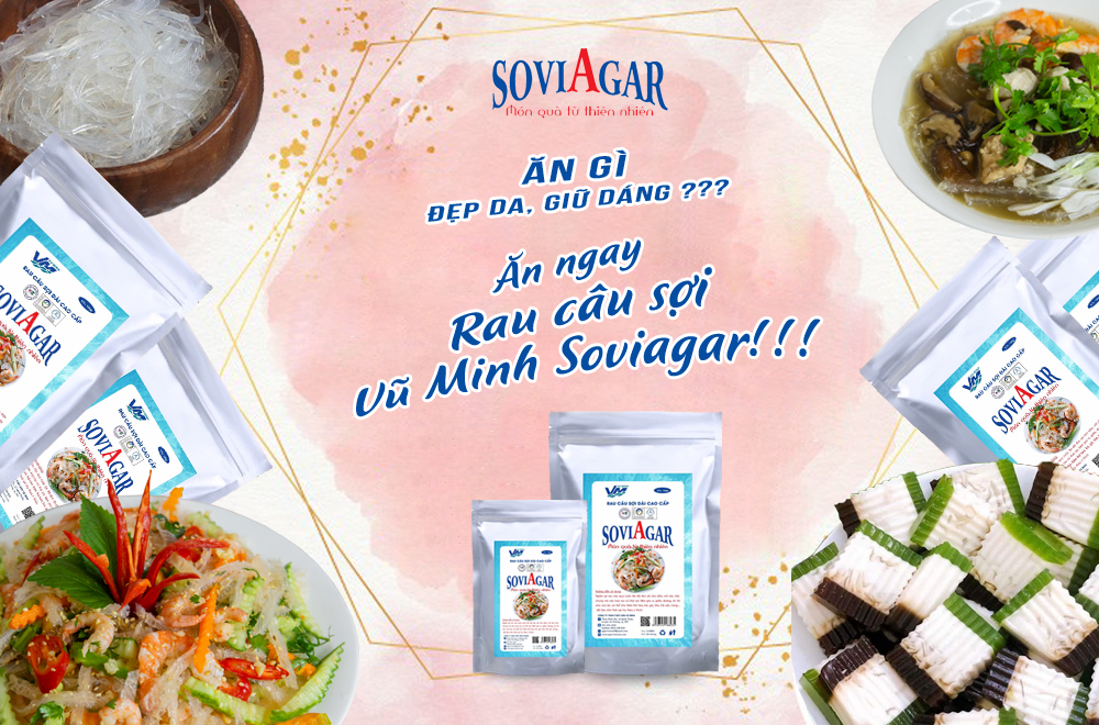 Ăn gì đẹp da giữ dáng? Ăn ngay rau câu sợi Vũ Minh SoviAgar