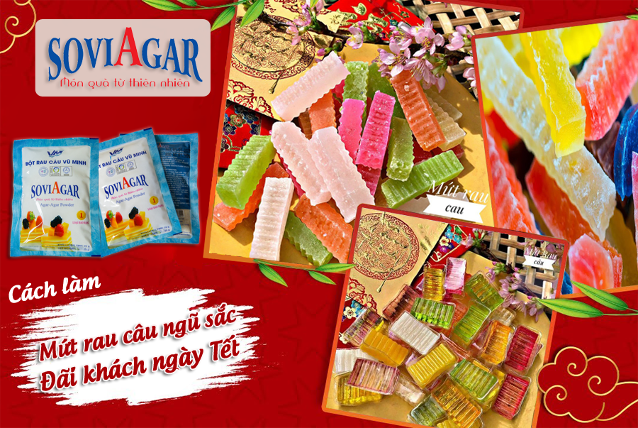 Mứt rau câu ngũ sắc đãi khách ngày Tết, chỉ nhìn thôi đã thèm